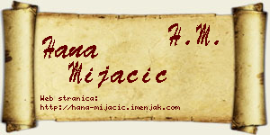 Hana Mijačić vizit kartica